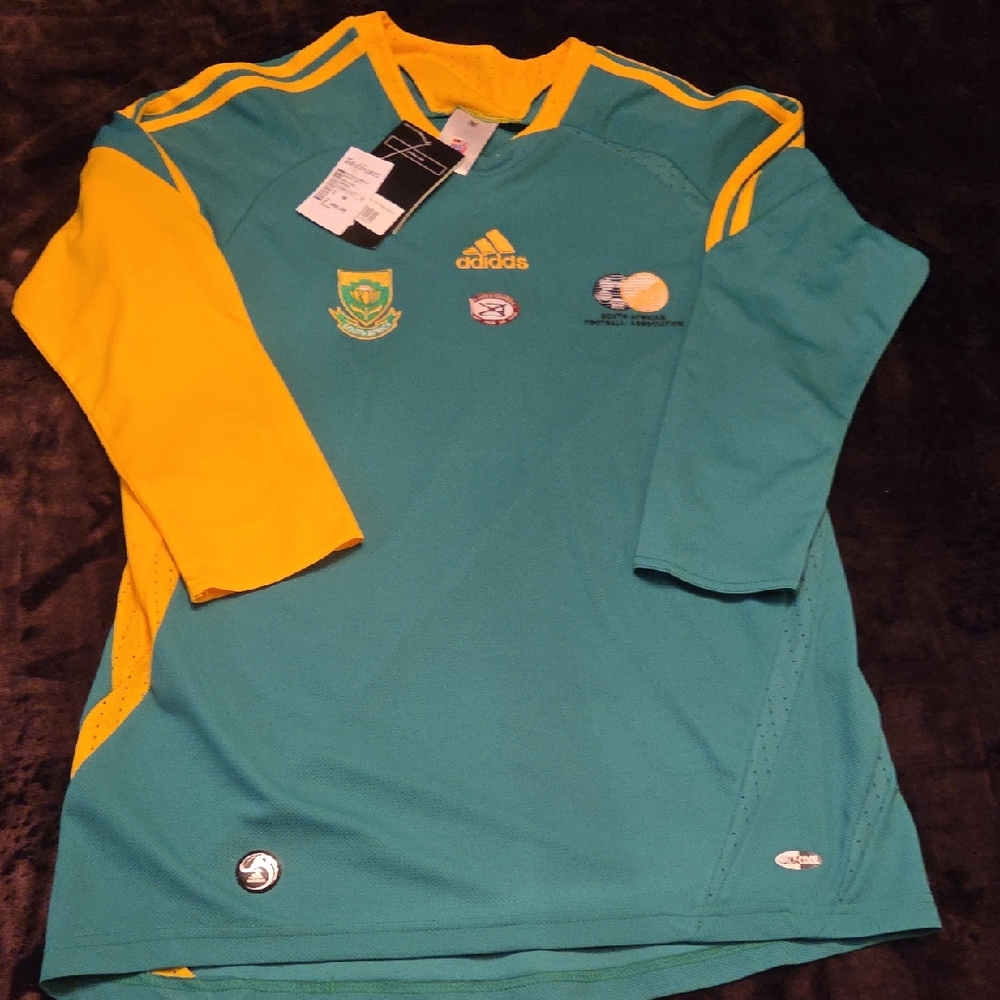 South Africa Adidas Football Jersey, Green and Yellow, Medium, New With Tags